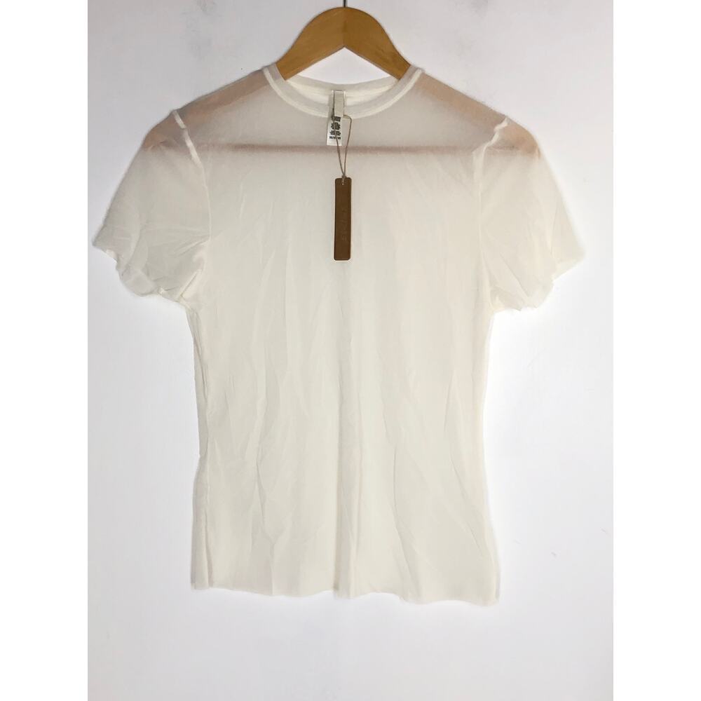 SKIMS Bridal Mesh T-Shirt Sheer Short Sleeve Crewneck Top Marble White NWT 3X